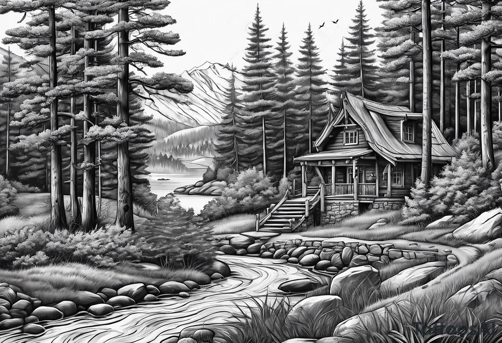 Miriquidi, Bergbau, Bergmann, Nadelwald, tattoo idea