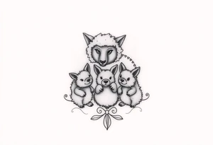 Big bad wolf in a sheep costume hunting 3 little pigs tattoo idea