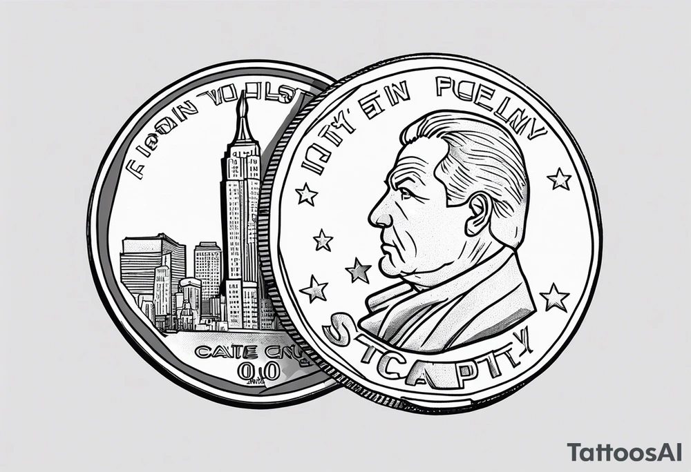 non rapper fifty cent us currency coin tattoo idea