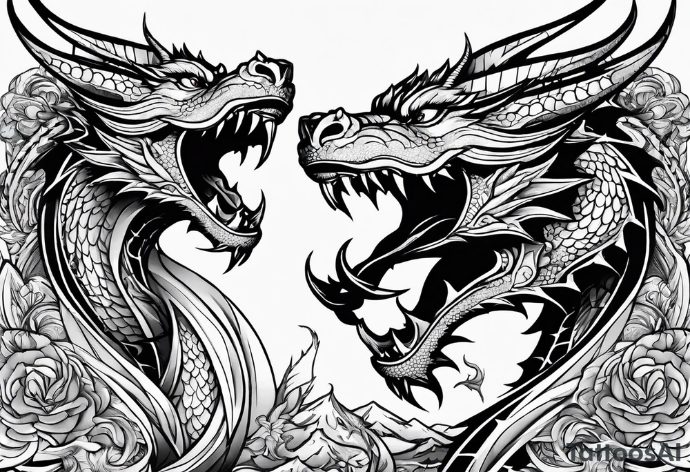 roaring dragons tattoo idea