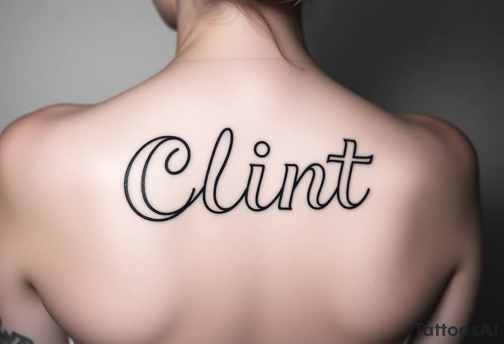 Clint spelled out in cartoon lettering tattoo idea