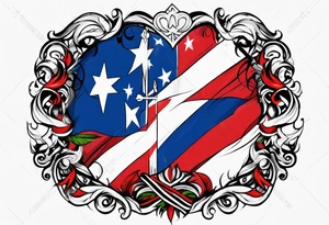 Tribal art holding the Puerto Rican, U.S.  Virgin Islands and Trinidad flags tattoo idea