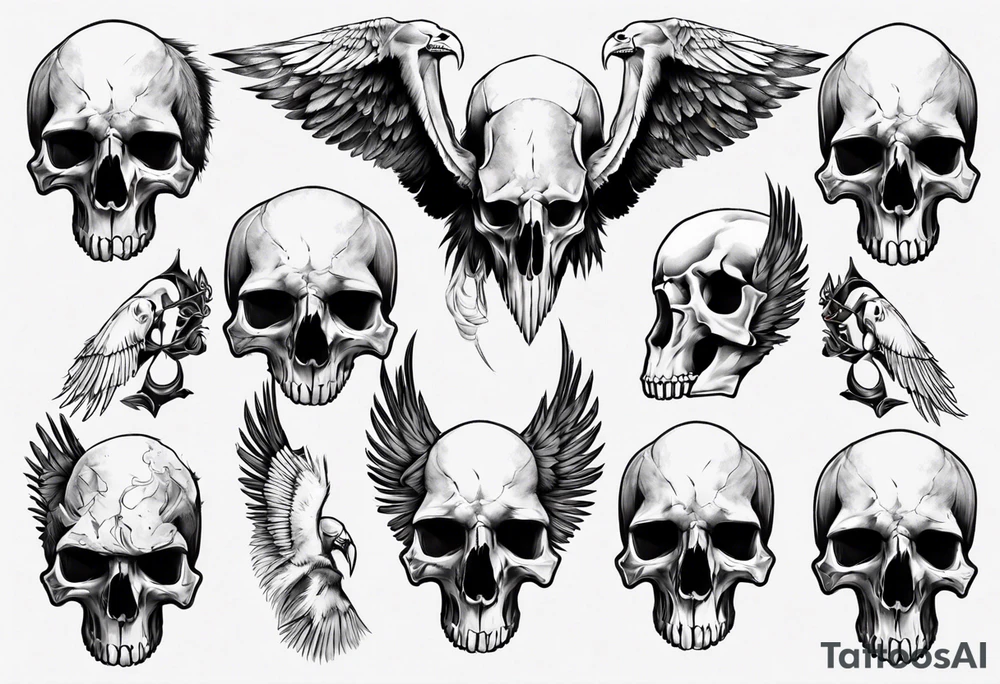 condor skull tattoo idea