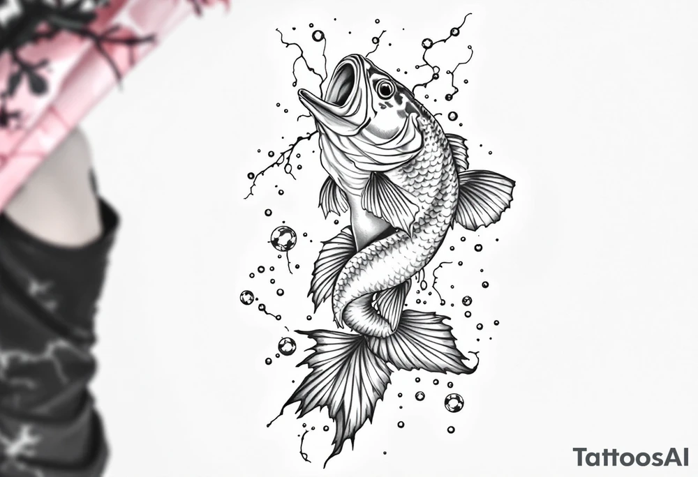 bass an fish in water sleeveless tattoo idea