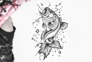 bass an fish in water sleeveless tattoo idea