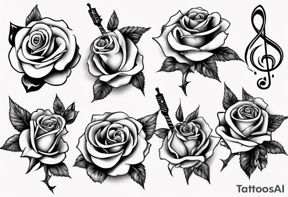 music, roses tattoo idea