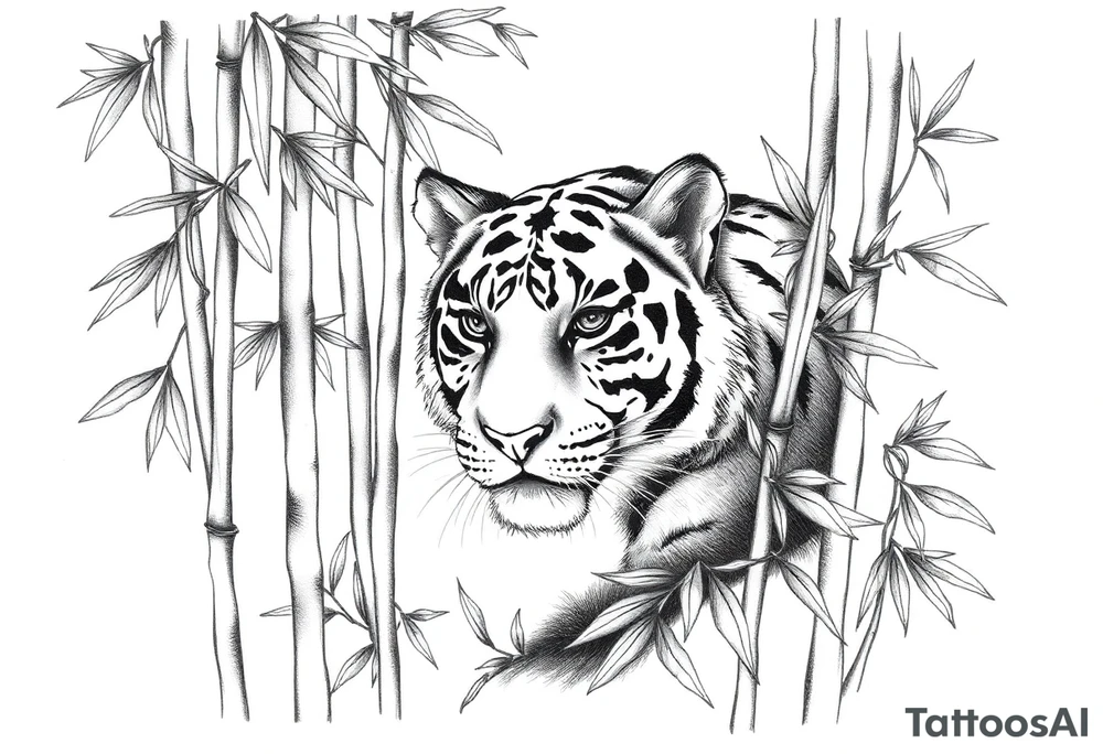 a cleverly hidden tiger, hard to see
in the bamboo forest tattoo idea
