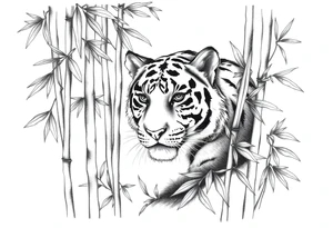 a cleverly hidden tiger, hard to see
in the bamboo forest tattoo idea