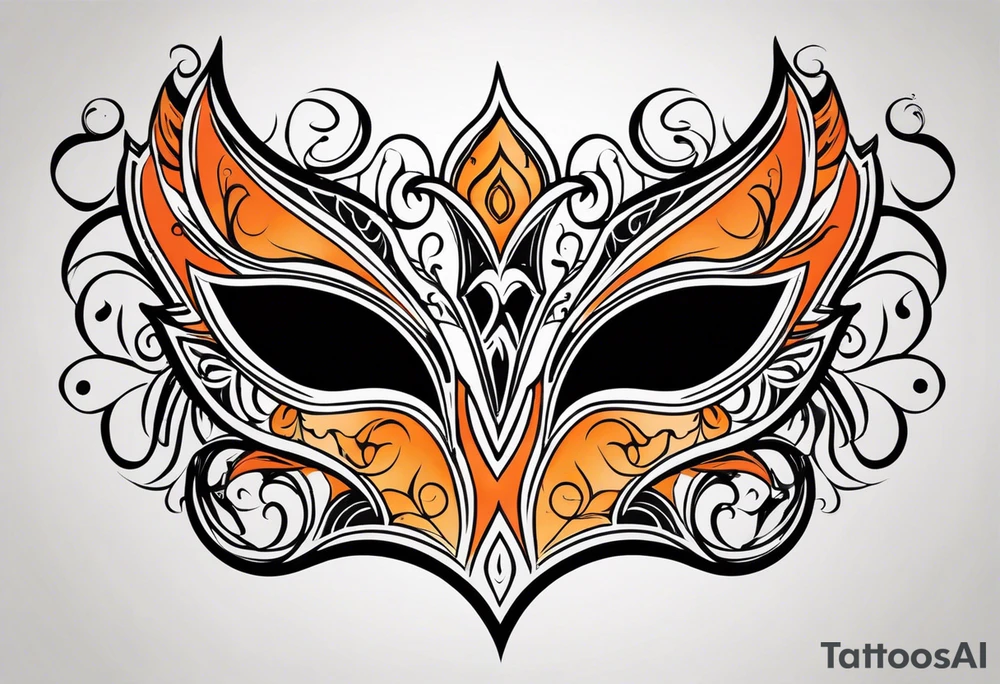 Masquerade mask that is orange and black tattoo idea