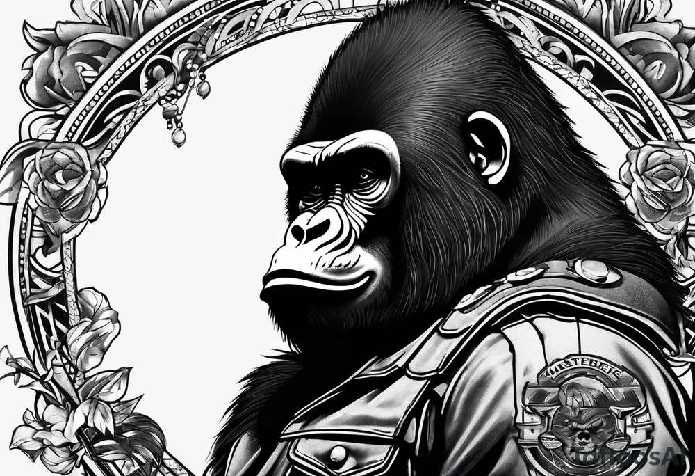 gorilla motorcycle microphone tattoo idea
