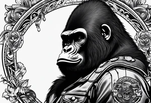 gorilla motorcycle microphone tattoo idea
