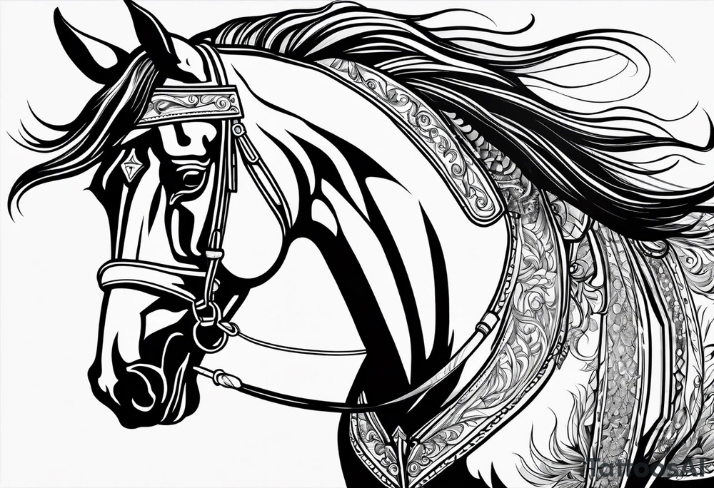 Horse drawn using simple lines tattoo idea
