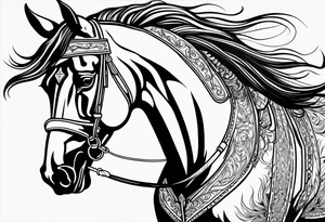 Horse drawn using simple lines tattoo idea