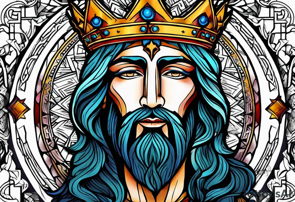 king jesus vintage design traditonal tattoo idea