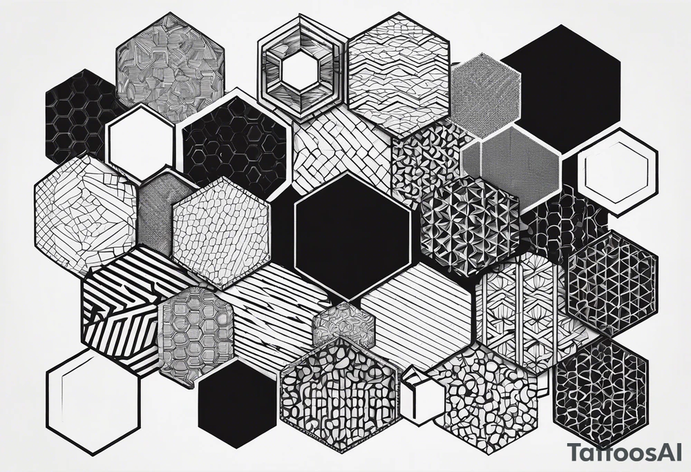 black plain hexagons tattoo idea