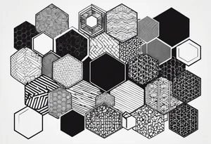 black plain hexagons tattoo idea