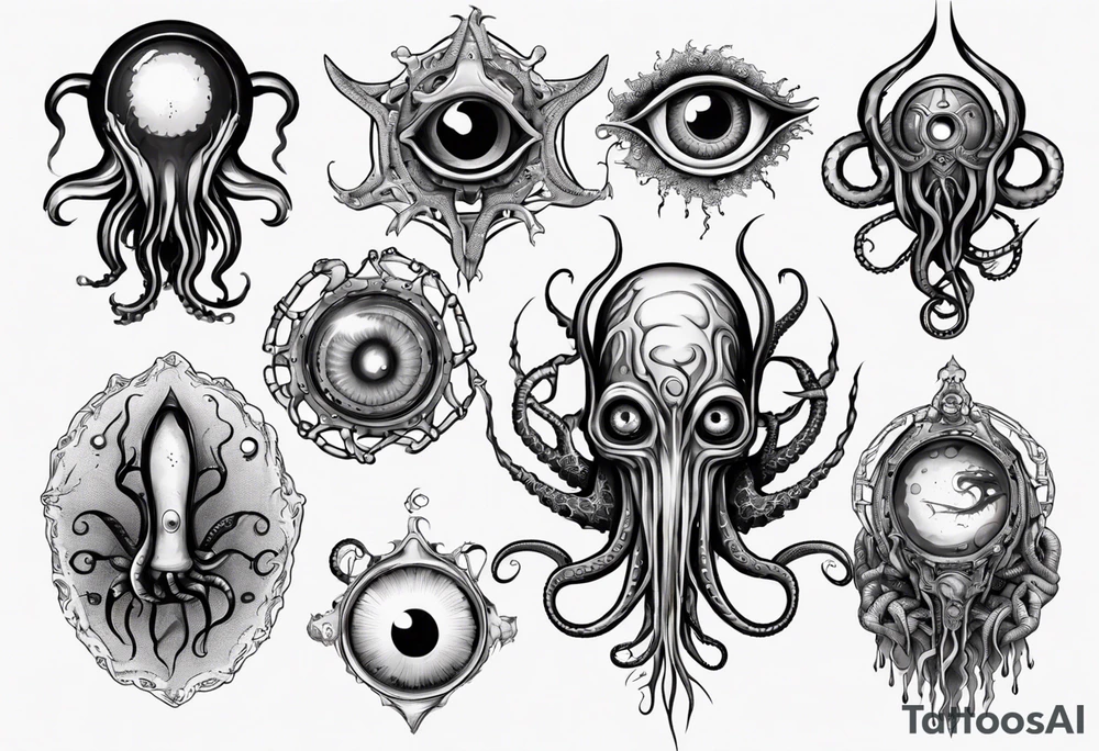 lovecraft theme with tentacle and eyes tattoo idea lovecraft theme with tentacle and eyes tattoo idea