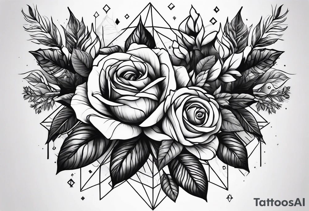 roses and dark forest tattoo idea