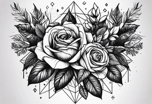 roses and dark forest tattoo idea