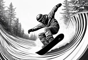 Un snowboardeur qui ride sur un half pipe tattoo idea
