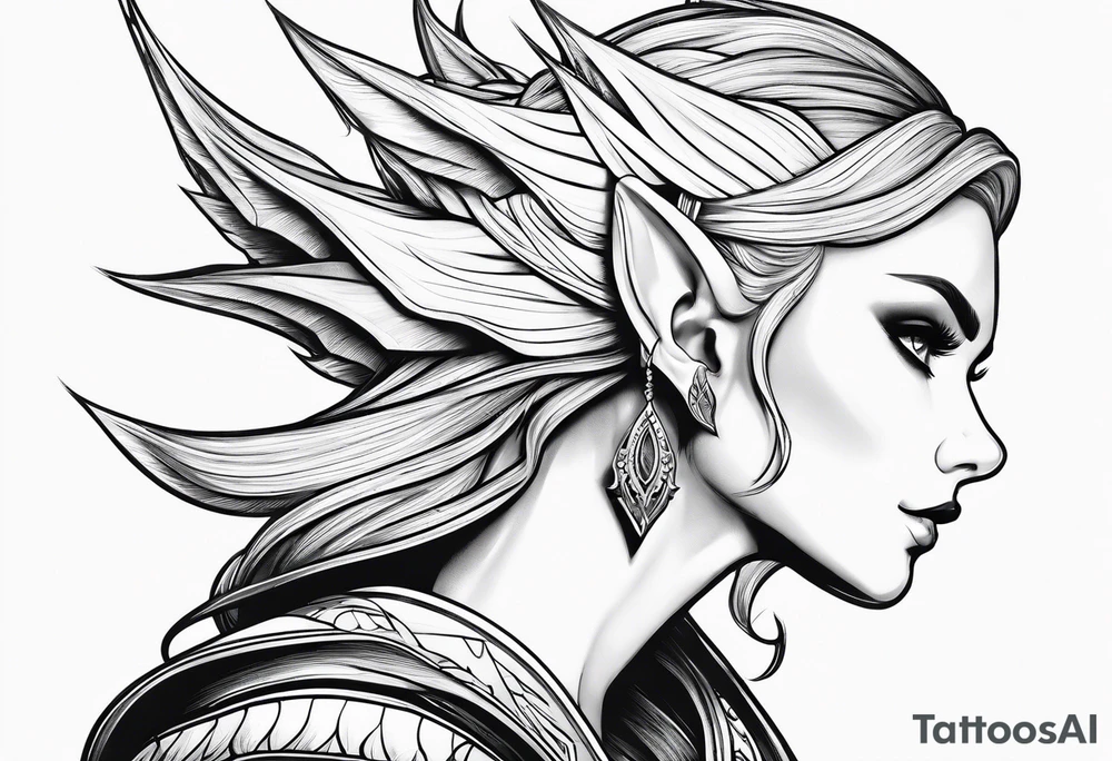 pointed ears elf profile no features tattoo idea