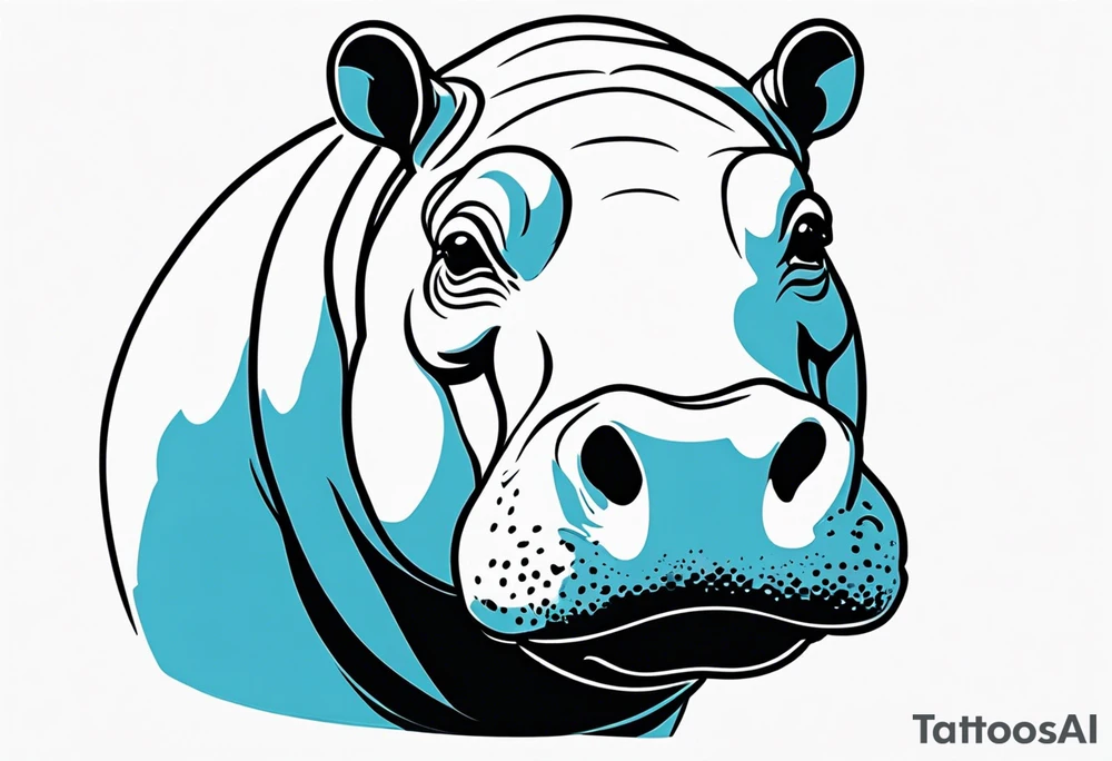 Baby hippo face tattoo idea