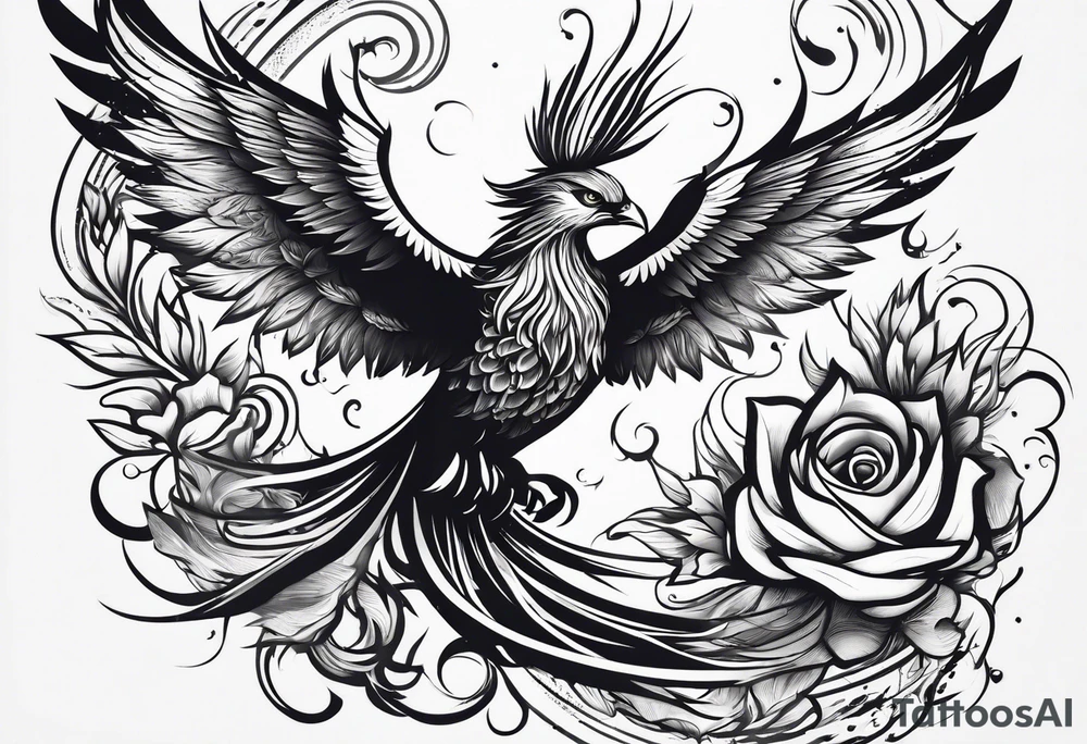 Phoenix rising blossoms tattoo idea