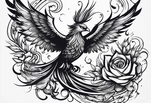 Phoenix rising blossoms tattoo idea