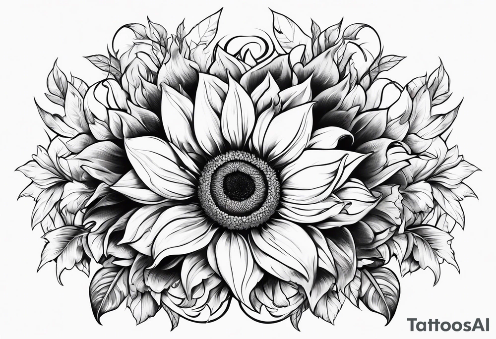 Flower fire and a sunflower tattoo idea