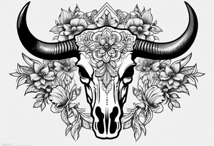 Feminine Bull skull tattoo idea