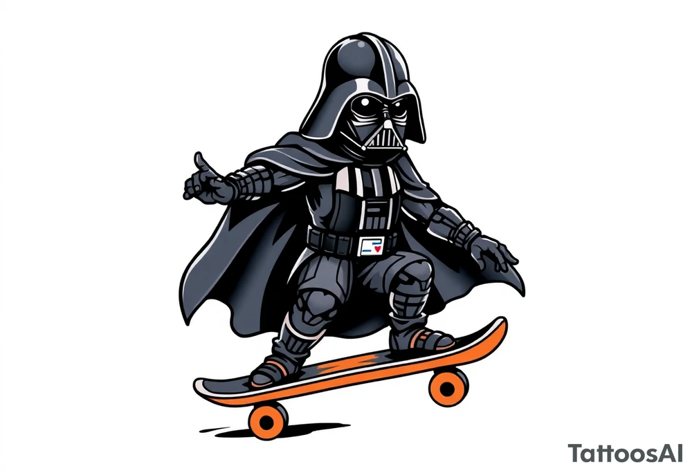 Skateboarding Darth Vader tattoo idea