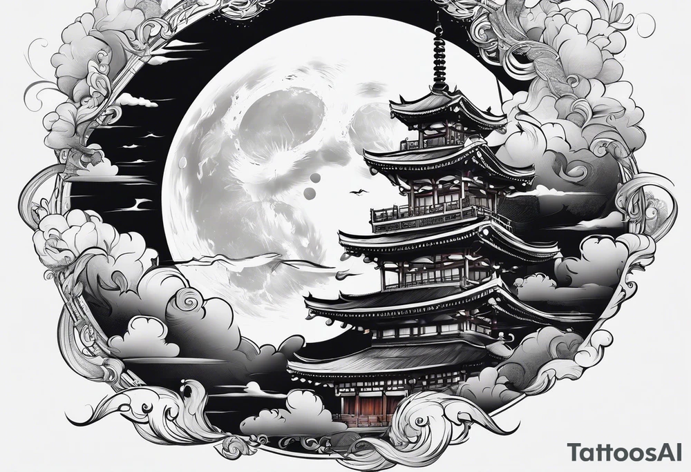 Moon blowing smoke tattoo idea