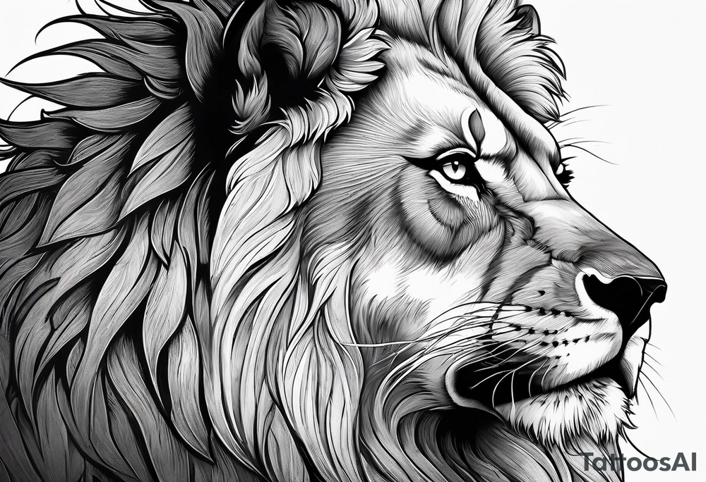 A lion and a wolf standing together, symbolizing loyalty and family tattoo idea