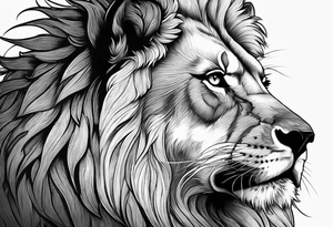 A lion and a wolf standing together, symbolizing loyalty and family tattoo idea
