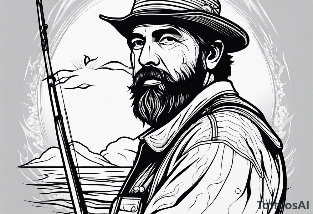 fisherman standing full body simple outline tattoo idea fisherman standing full body simple outline tattoo idea