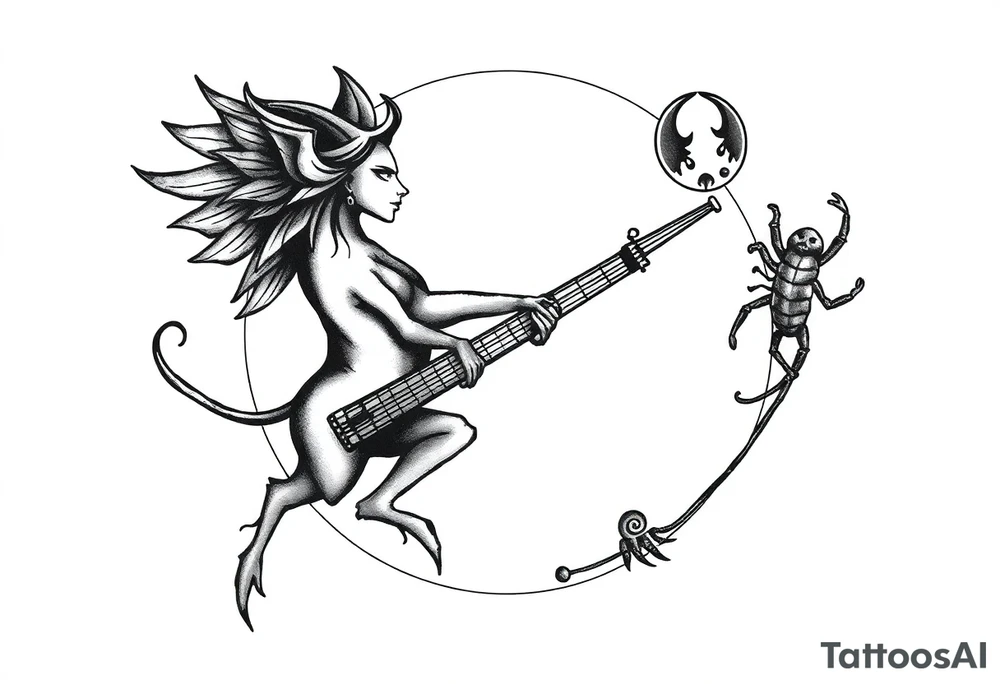 my love for music,
Zodiac sign Aquarius with ascendant Taurus and Scorpio in the moon tattoo idea