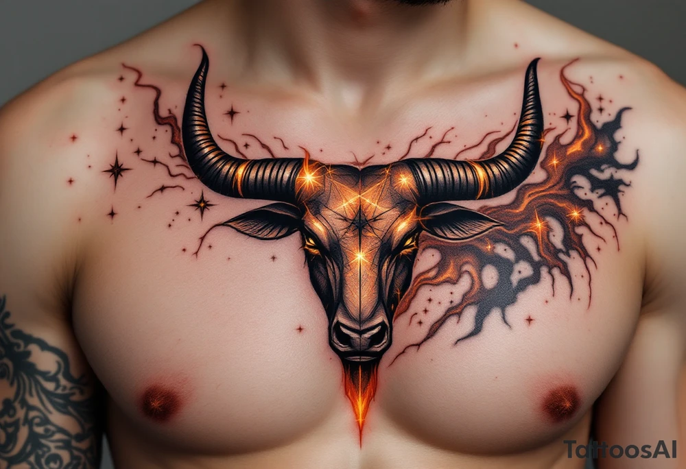 A taurus star constellation of copper fire, Taurus carries the ancient weight of desire and fertility. tattoo idea