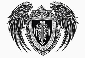Valhalla sword  fire chains shield wings tattoo idea