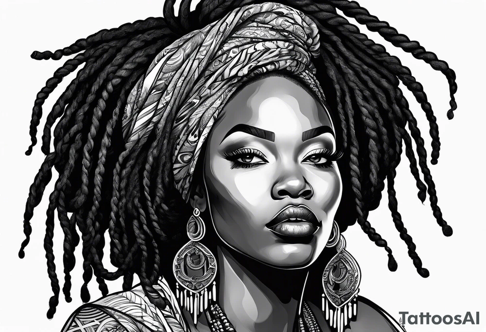 Black woman with locs tattoo idea