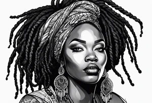 Black woman with locs tattoo idea