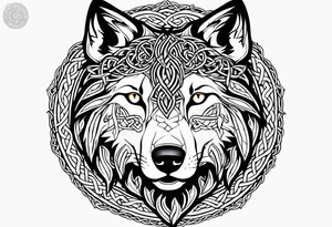 Celtic wolf side face tattoo idea