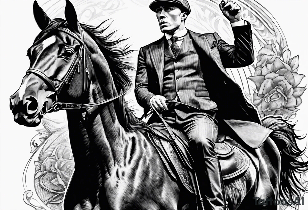 Badass Tommy Shelby riding horse tattoo idea