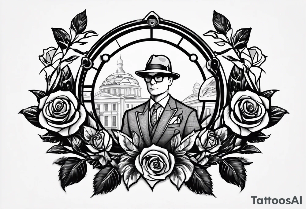 Logo de la pelicula kingsman con rosas tattoo idea