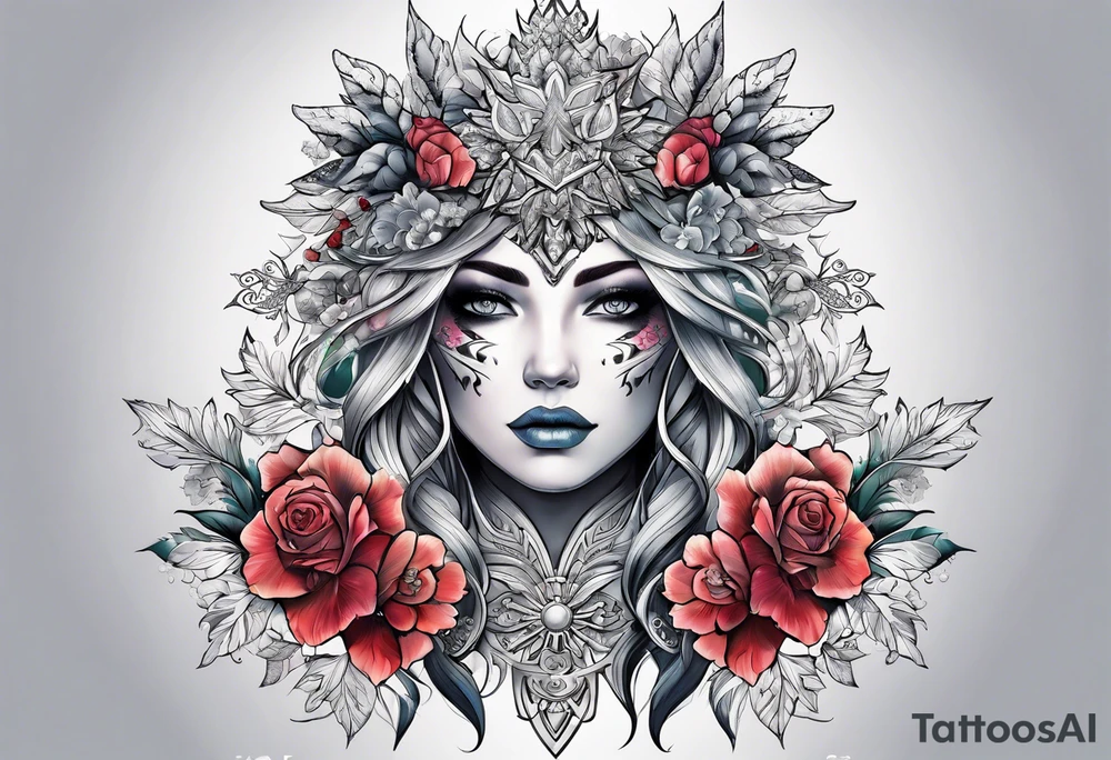 snowflake warrior, flower tattoo idea