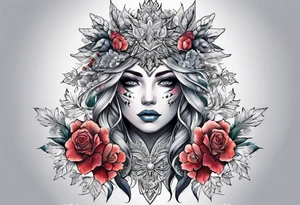 snowflake warrior, flower tattoo idea