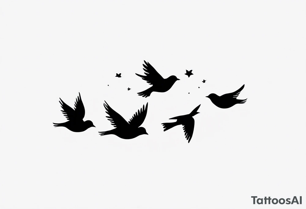 Four little birds... two of them are flying tattoo idea Four little birds... two of them are flying tattoo idea