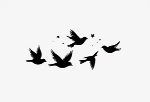 Four little birds... two of them are flying tattoo idea