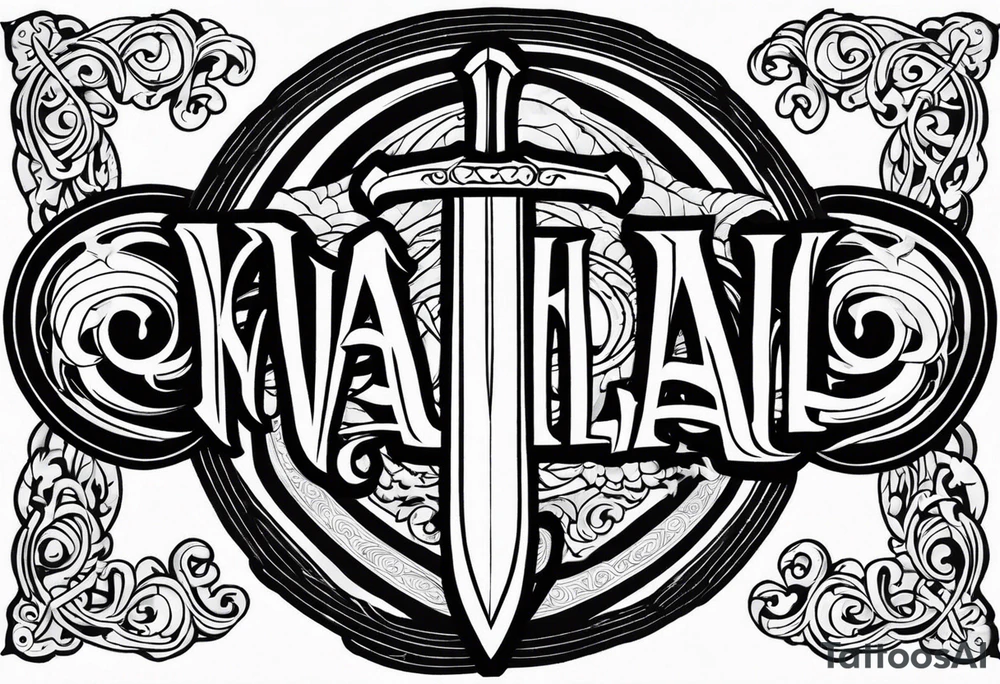 Valhalla fire sword shield tattoo idea