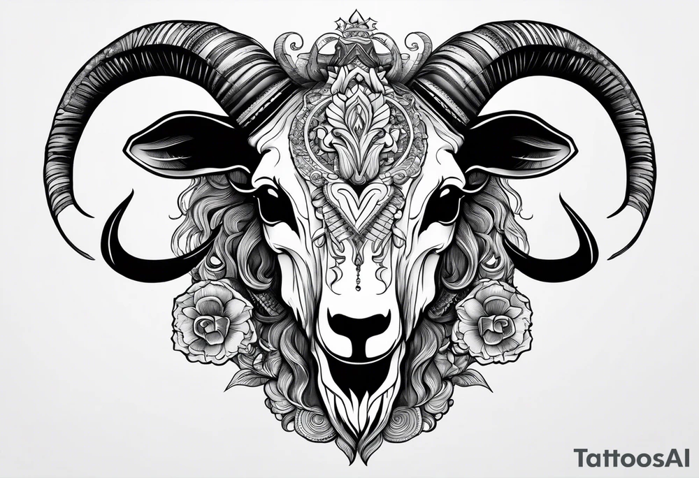 Capricorn goat skull. tattoo idea