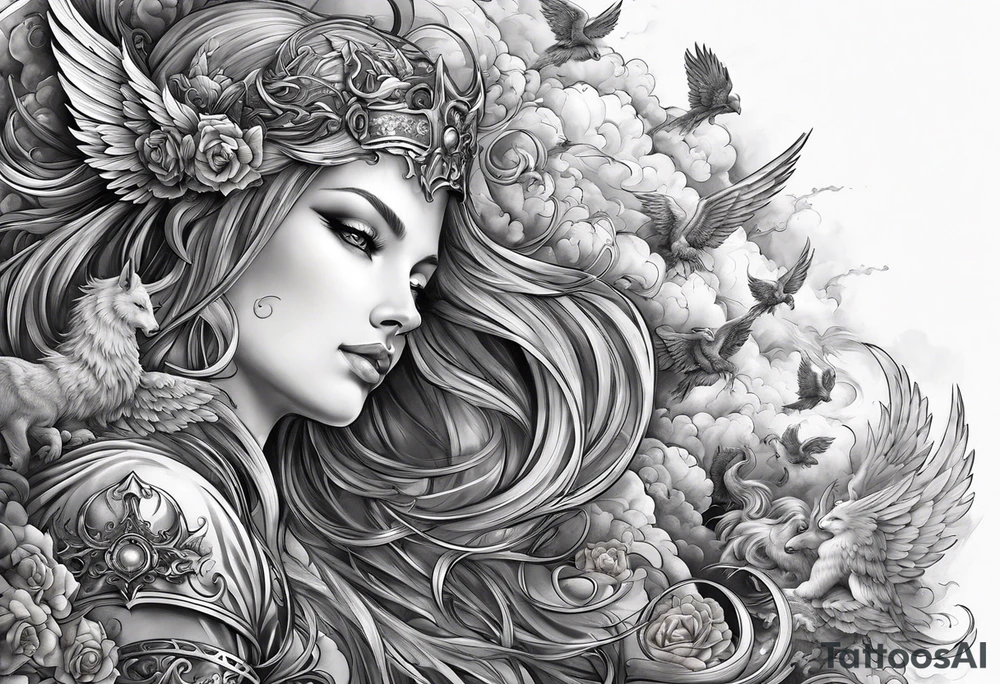 heaven and hell with angels and demons arm sleeve tattoo idea